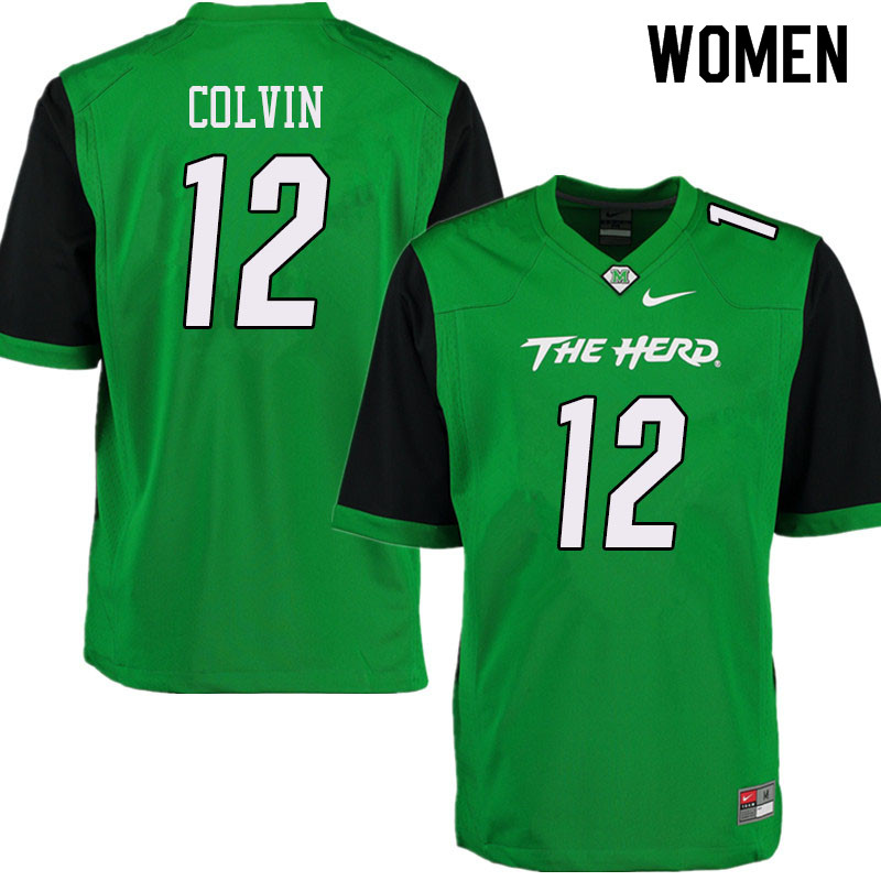 Women #12 Markeis Colvin Marshall Thundering Herd College Football Jerseys Sale-Green - Click Image to Close